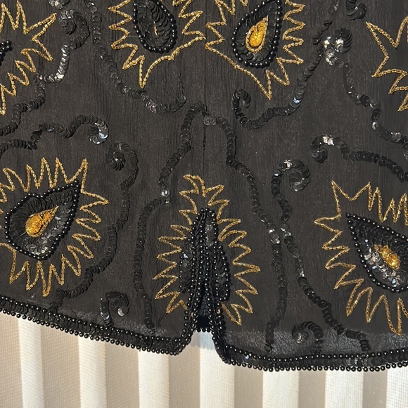Vintage Black And Gold Sequin Beaded Mini Dress - Picture 9 of 15